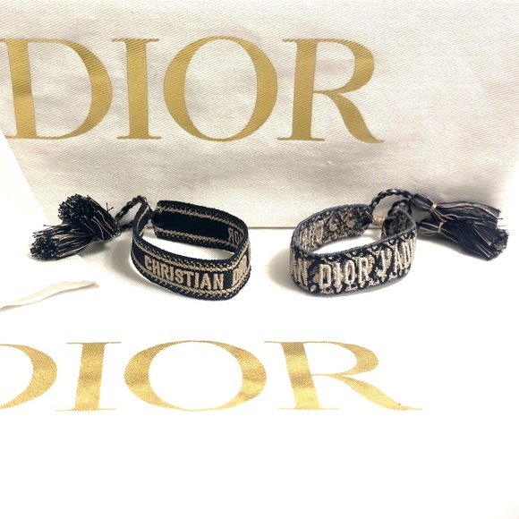 Christian Dior Bracelet Set Navy Blue Dior Oblique Cotton - Picture 1 of 1